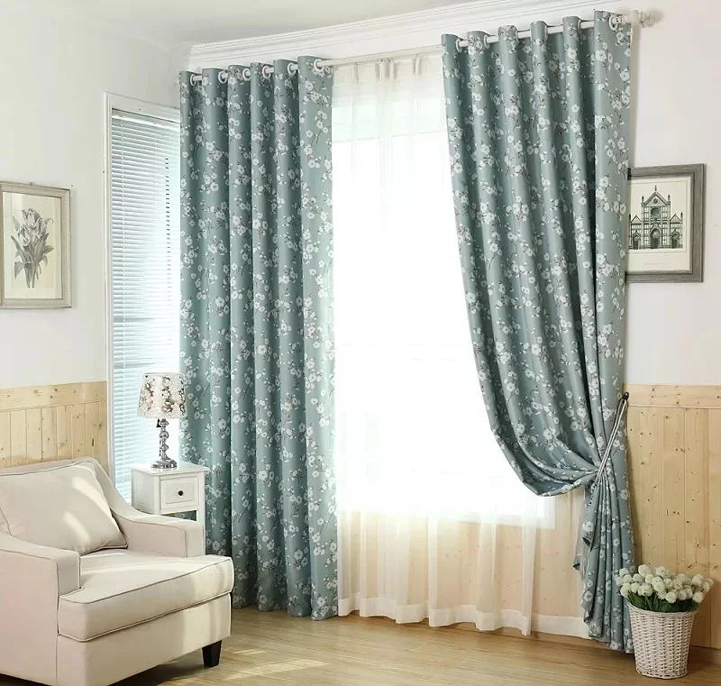 Hot Sell 3D Flower Printed Luxury Curtain Sets