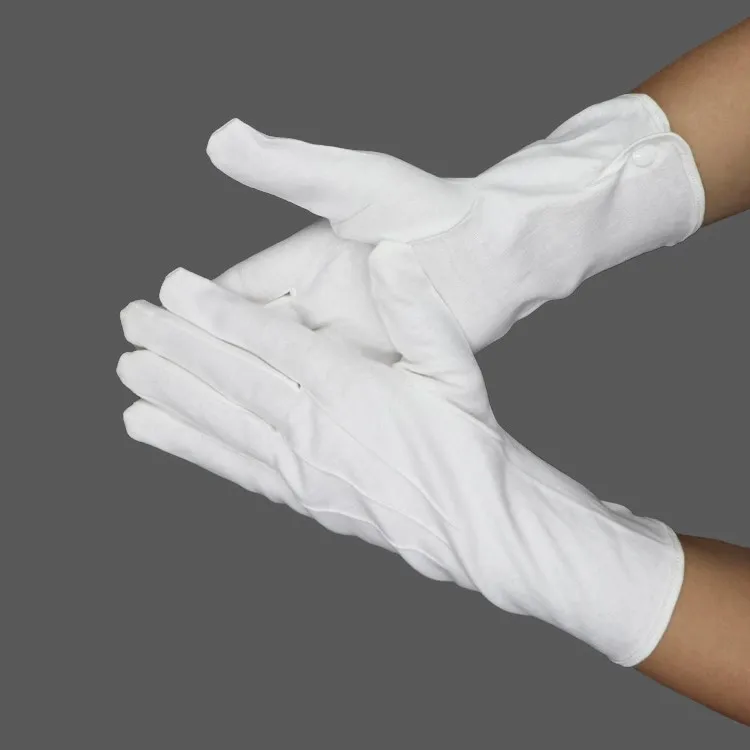 Wholesale Full Finger Waiters Uniform Inspection Traffic White Parade Church Ceremonial Cotton Gloves
