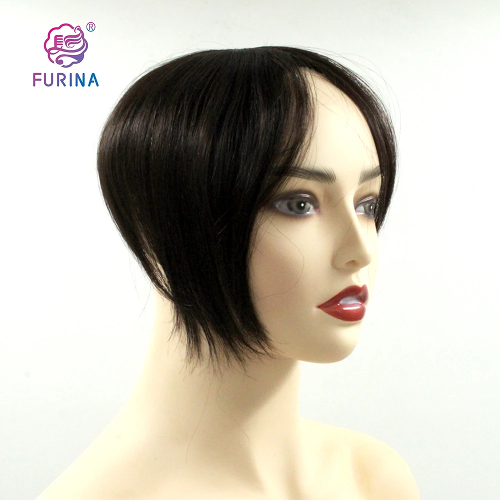 Cheap Virgin European Bangs Skin Base Topper Wig  9*10 Silky 50G Human Hair Topper For Women