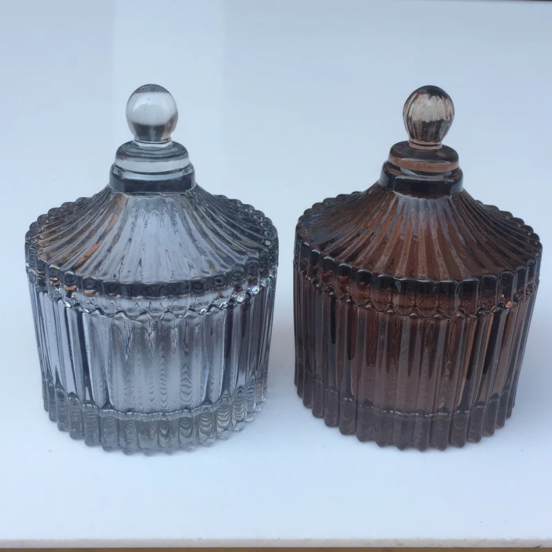 
Wholesale decorative weddings christmas with lid empty coloured glass candle jar 
