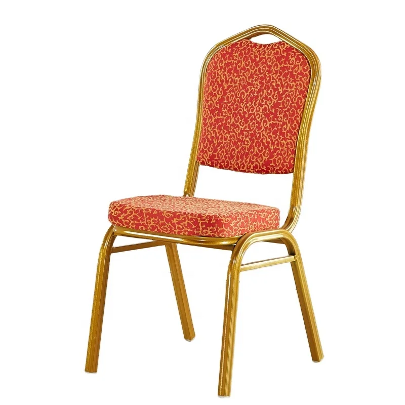 Wholesale Price Hotel Furniture Metal Frame Stackable  Gold Color Hotel Wedding Banquet Bulk Events Iron Chair For Restaurants