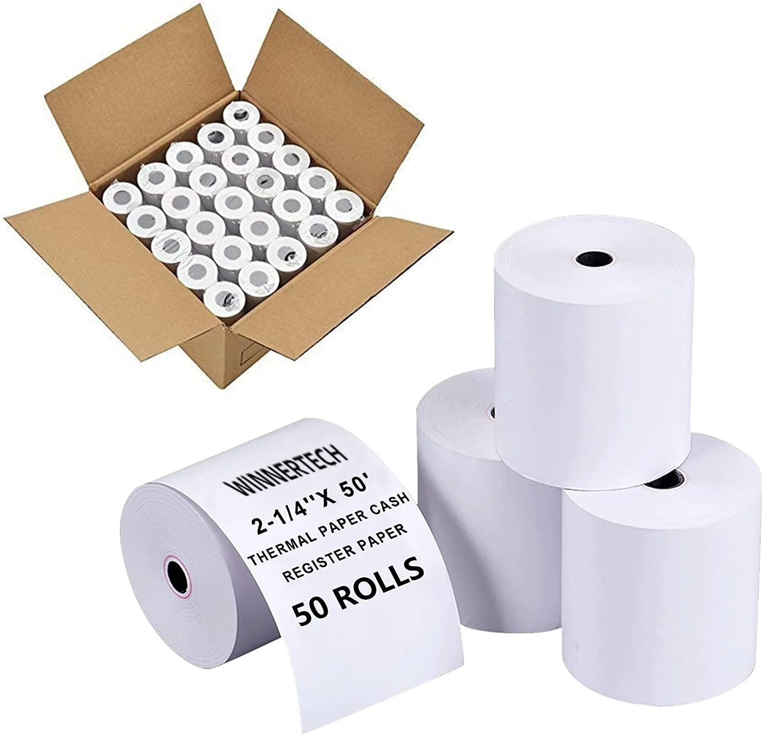 Custom Oem Size Pos Atm 2Inch 1/4 X 50 Thermal Cashier Paper Receipt Small Rolls Paper Spain 50Mm Cash Register Paper