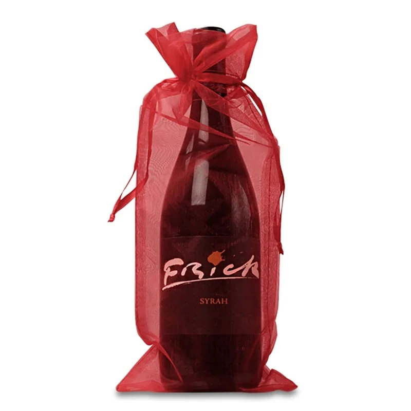 Premium Quality Silver Organza Wine Packaging Pouch Organza Bottle Packaging Pouch Organza Champagne Packaging Pouch