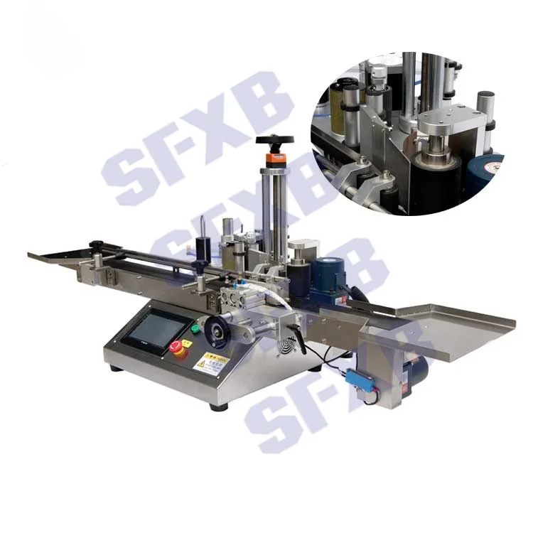  Sfxb XBTB-303 оптовая продажа столешница Полуавтоматическая этикетировочная машина для круглых бутылок банок с двойными