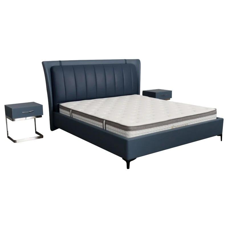 
NIASI king size luxury Modern Leather Bed Designs Massage real Leather Double Beds bed frame 