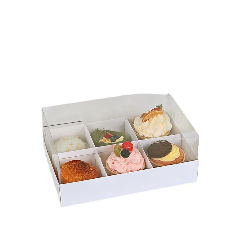 Eco-Friendly DIY Bakery Paper Sushi Matcha Tea Box Transparent Window Snack Food Packaging Box for Shipping for Cake Swiss Roll