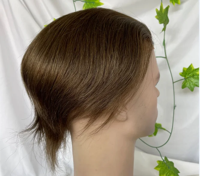 Lace Front Toupee Men in Stock Remy Brown Hair Virgin Lace with PU Human 10*8 Brazilian Hair Toupee for Men