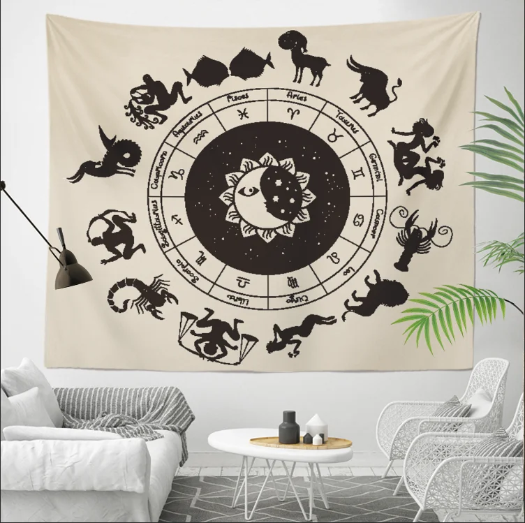 Custom Peach Skin Polyester Hippie Psychedelic Sun and Moon Tapestry for Living Room Bedroom in 51x60 Inches