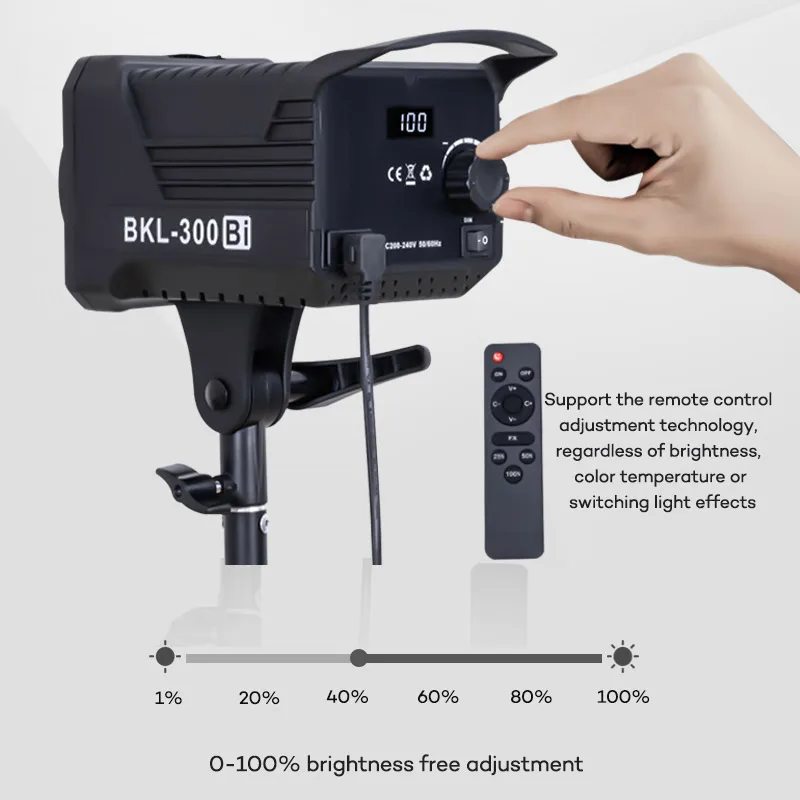 Прочное Оборудование BKL-300BI 120w 3200-5600K непрерывного cob светодиодные осветительные приборы для видеокамеры