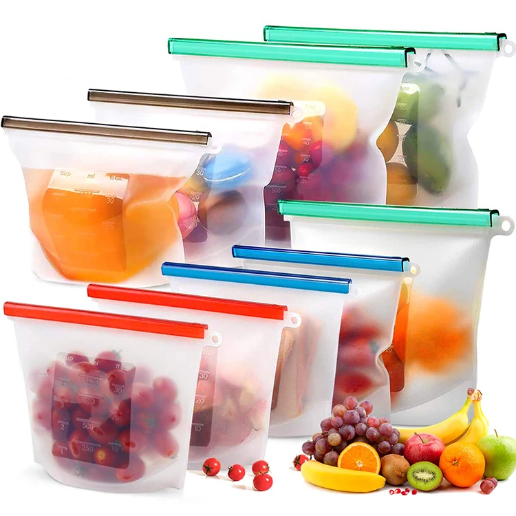  Изготовленный На Заказ Bpa Free герметичного застежкой-молнией Ziplock морозильник свежие многоразовые герметичное уплотнение Pour молния кухонных силиконовых формочек мешок для хранения продуктов