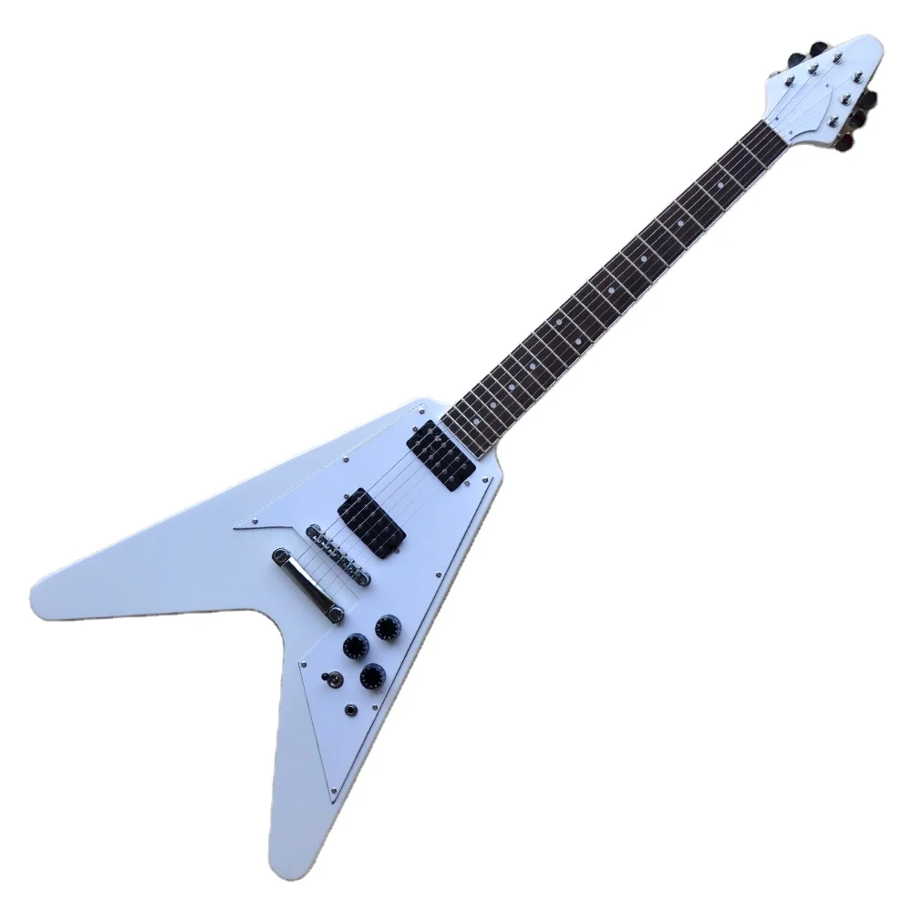 Flyoung Flying V White Electric Guitar Musical Instrument Cheap Price Chinese Guitar