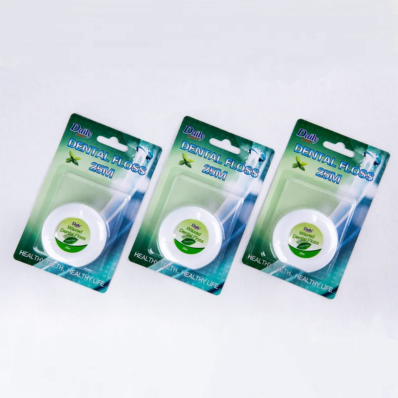 Mint-Flavored Expanding Floss Waxed Teeth Cleaning Floss With Nylon Thread 25 Meters.