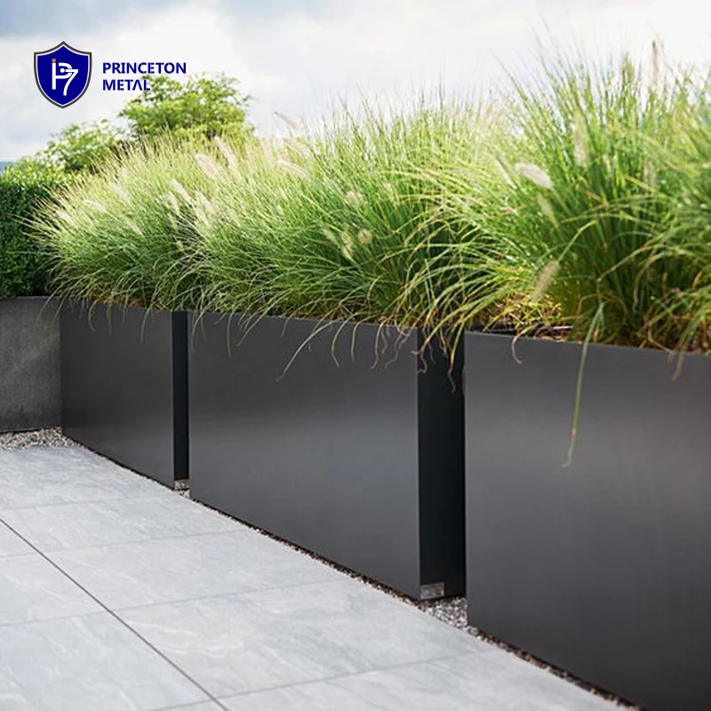 Outdoor decoration customized concrete block wall Garden Flower Pot Aluminium privacy planter with screen