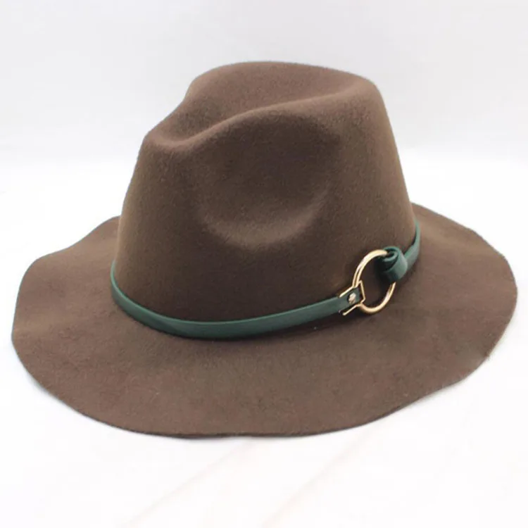 wholesale custom logo head cap fashionable oversized blue soft felt fedora hat winter luxury cap for men women