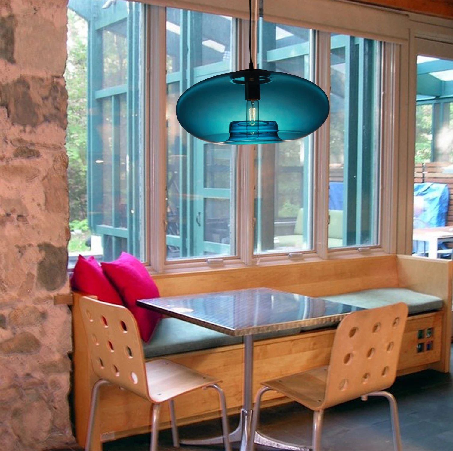 Nordic modern Blue Glass Chandelier lamp Ball Ceiling Hanging Light