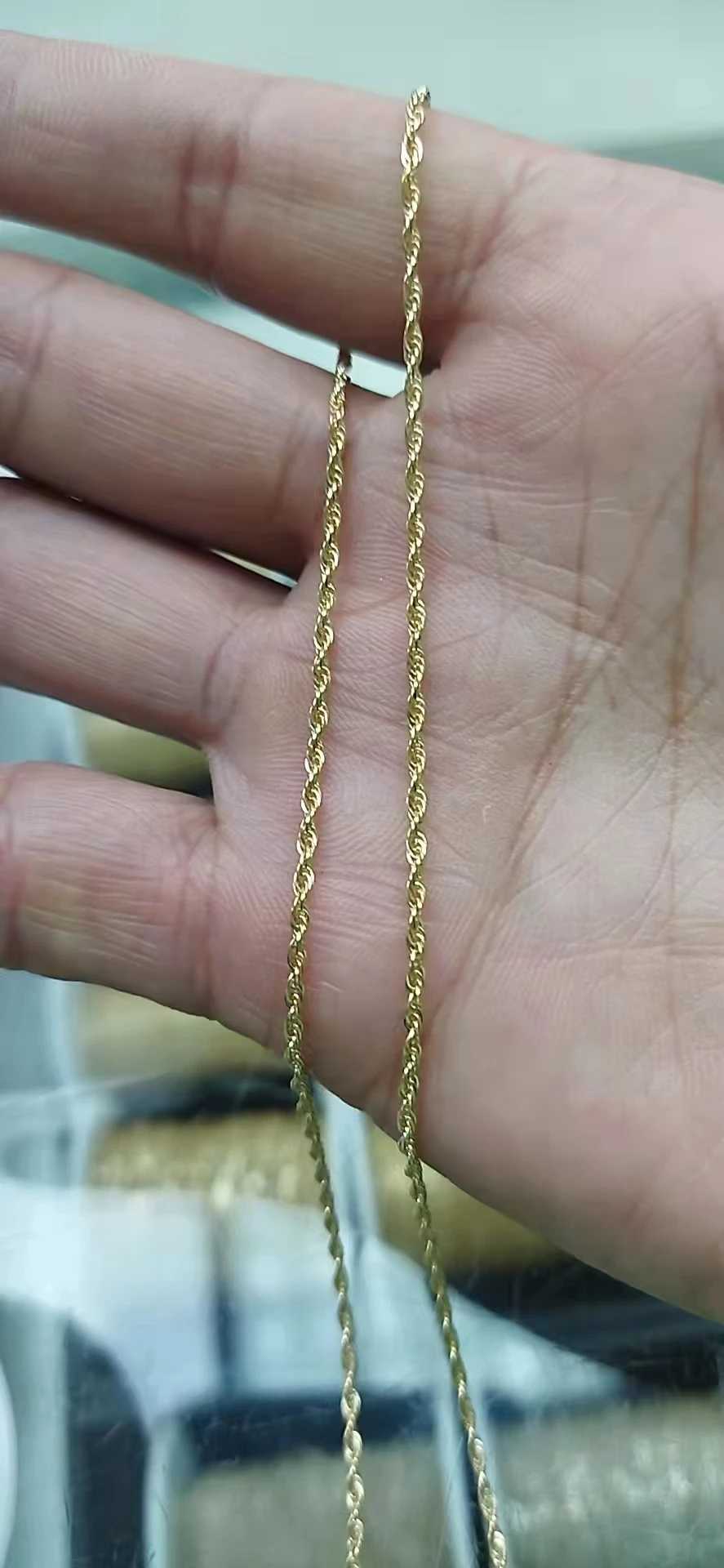 Цепочка Золотая 18 карат алмазная веревка цепочка 1 5 мм желтое золото Настоящее для изготовления ювелирных