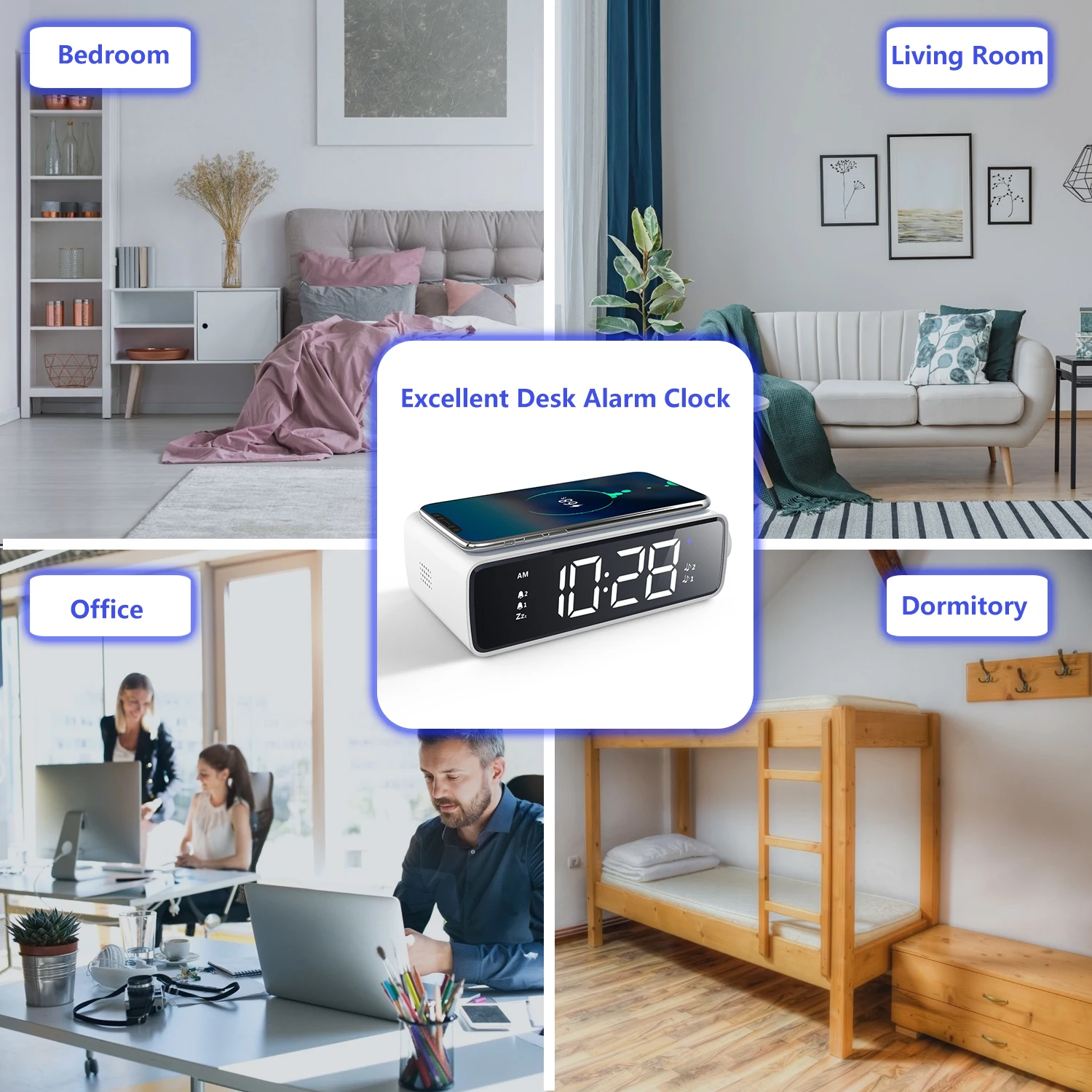 New Digital Clock Wireless Charger Smart three-in-one 15W Wireless Charging Multi-function Calendar Temperature
