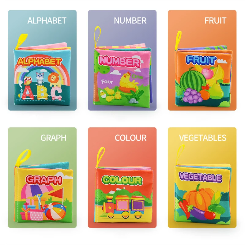 CPC Certified Soft Washable & Recyclable Cloth Books for Kids English Animals Fruits Family Cognition Early Education Baby Books