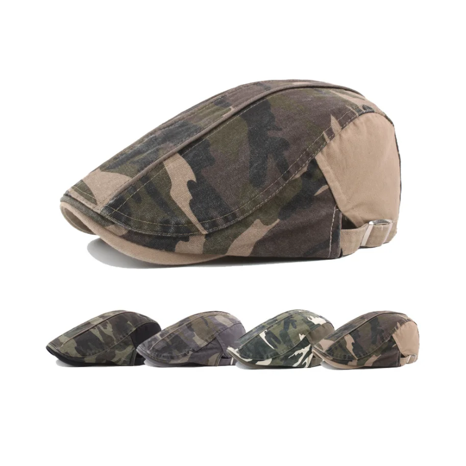 Wholesale spring summer Camo washing women & men camouflage cotton hats flat ivy cap Fashon hats camo hat