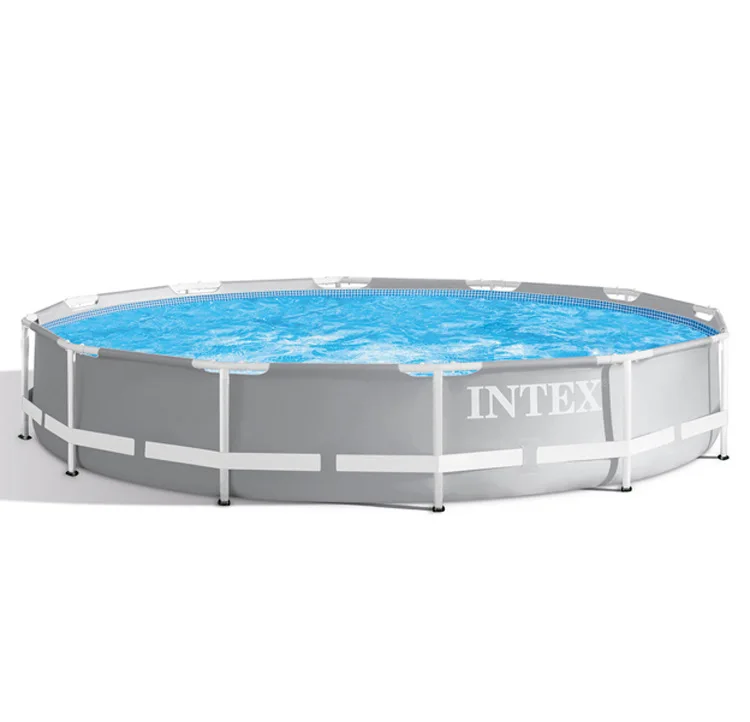 Intex 26712 (144in X 30in) Large Inflatable Metal Frame Pool Outdoor Above Ground Pool PVC