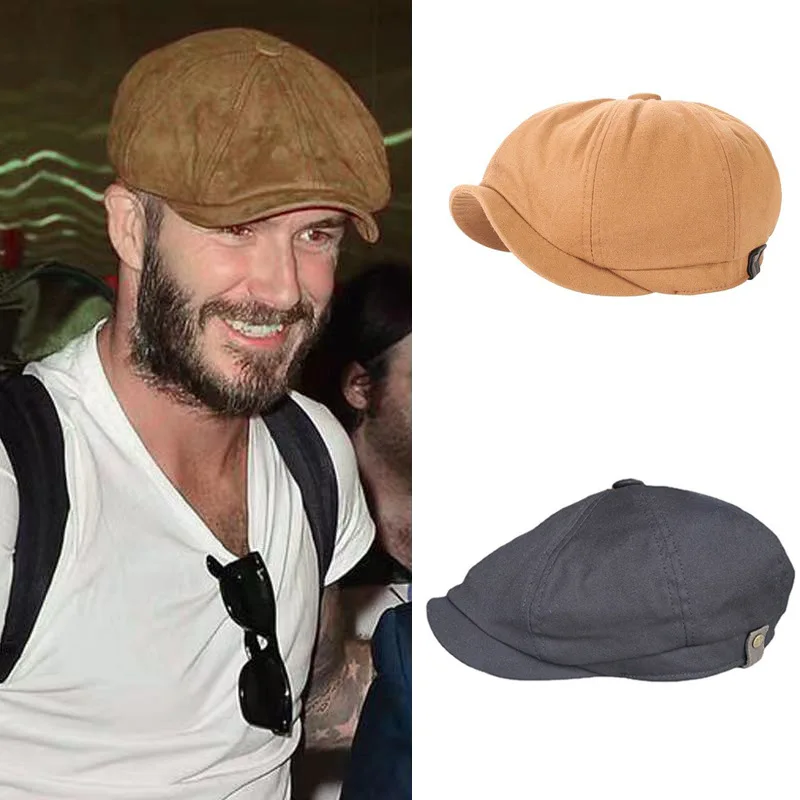 European and American style newspaper boy hat, octagonal hat, painter hat male black beret hat for men