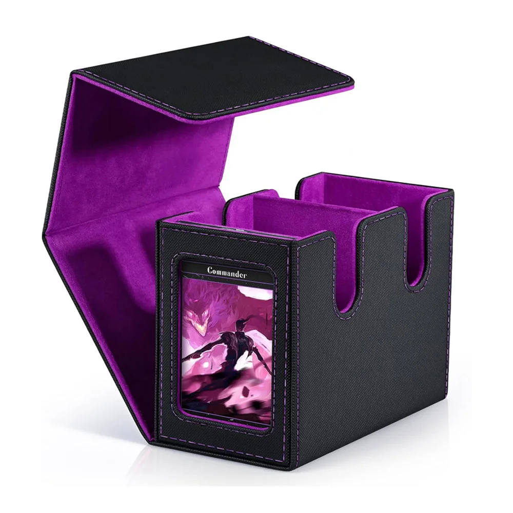 Wholesale 160+ PU Leather Mtg Game Storage Yu-Gi-Oh Box Tcg Card Custom LOGO Deck Box Leather Card Deck Box