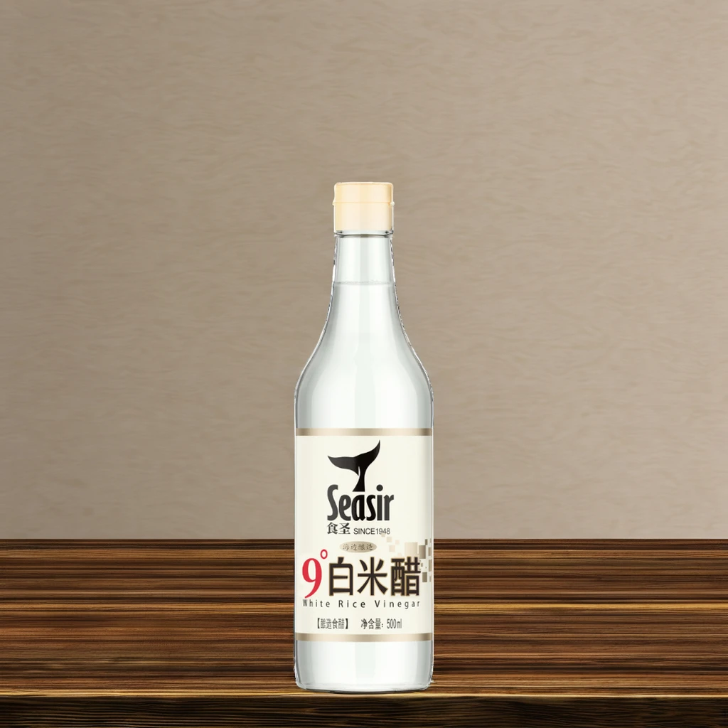 Factory Price OEM 500ml Glass Bottle Brewed 9°White Rice Vinegar without Additives Halal Certified