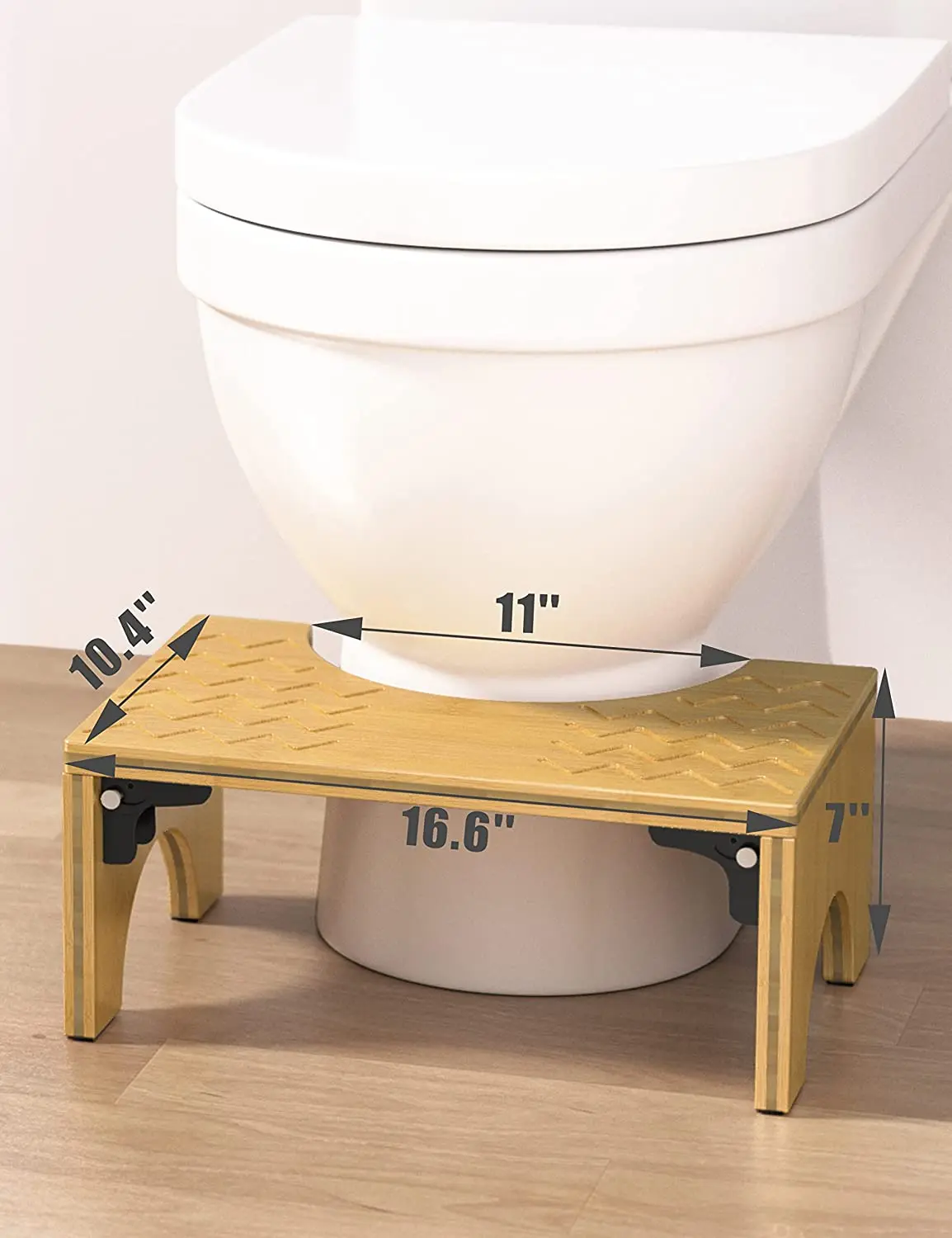 Табурет для унитаза подставка бамбуковая уборки складной держатель горшка 7 дюймов деревянные приседания ванной комнаты с нескользящим