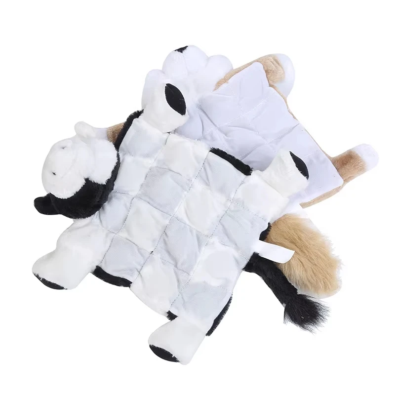 Wholesale Pet Dog Toys Cute Cartoon Animal Fur Shell Durable Plush Squeaky bite resistant dog chewing Pet Toy Dogs