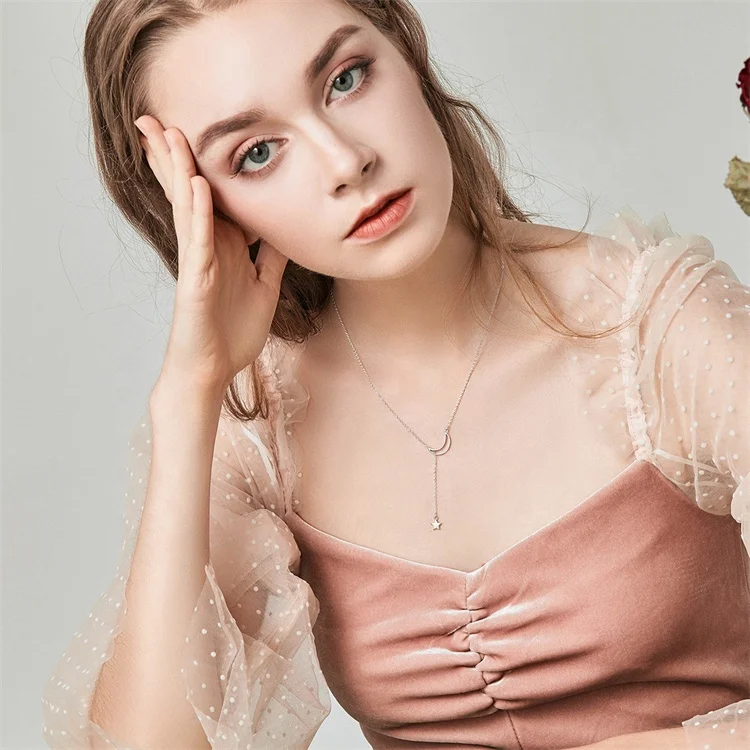 OEM Youchuang minimalist turquoise star necklaces horoscop pendant fashion 925 sterling silver jewelry moon gold plated necklace