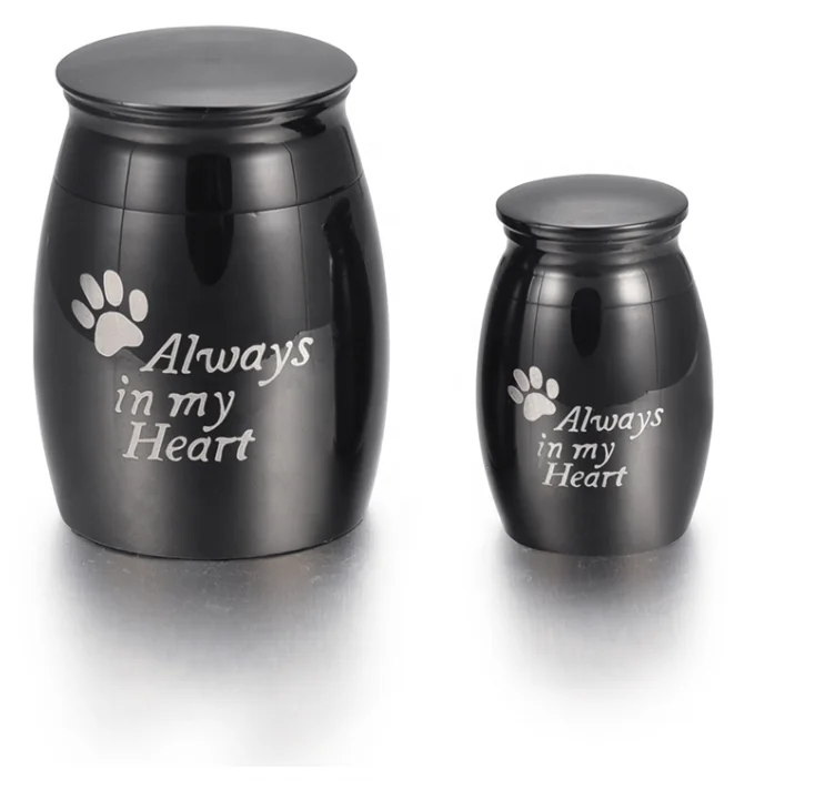Black Blank/ Engravable Pet Cremation Mini Urn for Ashes/ Hair Keepsake Human Cremation Jewelry Funeral Urns Casket