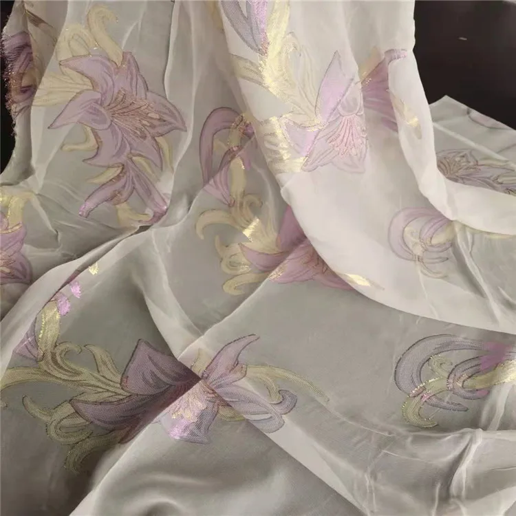 Source Factory Wholesale Metal Wire Pure Silk Mulberry China Chiffon Fabric