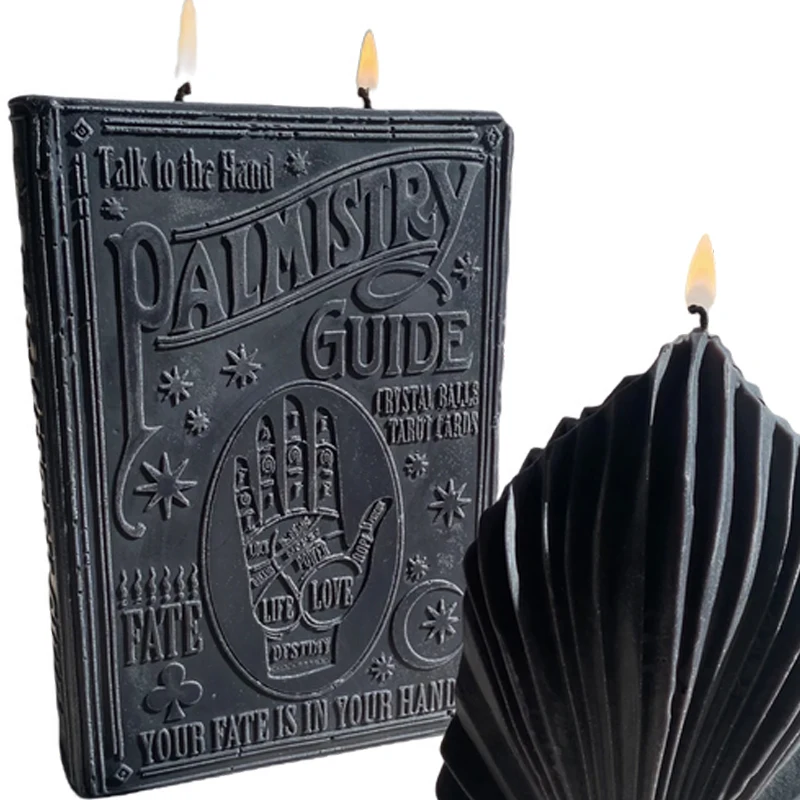 Custom creative home decor colorful amber white black   clay natural scented palmistry candle book wax candles
