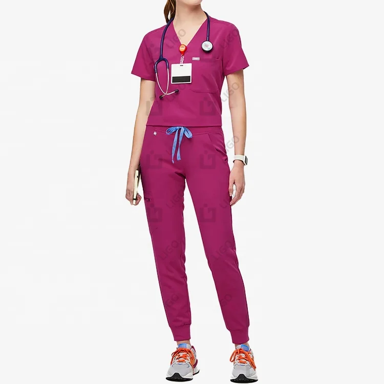 High Quality Hospital Uniforms 72% Polyester 21% Rayon 7% Spandex Scrubs Uniforms Suit Set