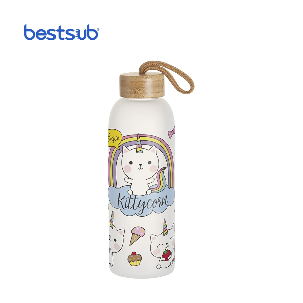 Оптовая продажа индивидуальные сублимационные заготовки BestSub 25 унций 750 мл цветная матовая стеклянная бутылка стакан с бамбуковой