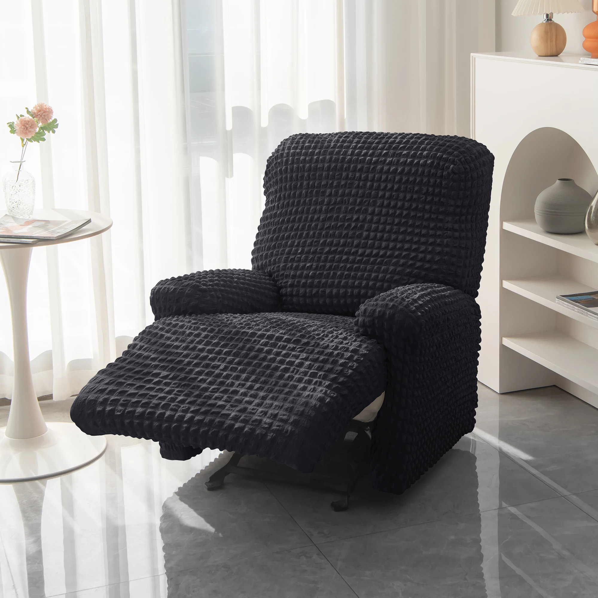 High Quality Sweat-proof Dust-proof All Surrounded Bubble Elastic 1 Seat Solid Color Chivas Cushion Sofa Cover For Living Room