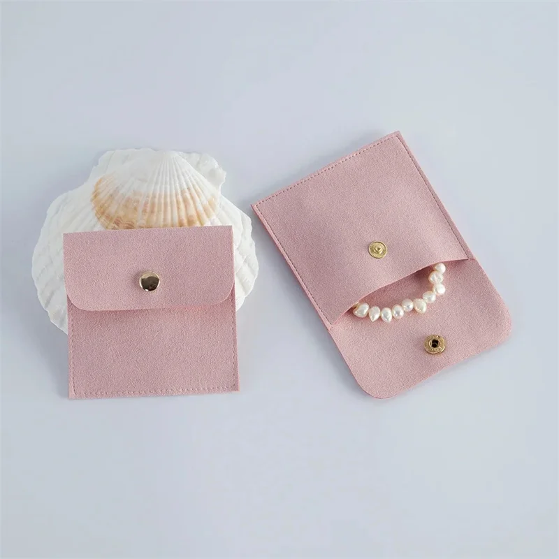 8x8cm Velvet Microfiber Bag with Gold Snap Button Ring Earring Pendant Oil Storage Wedding Birthday Gift Favors Dust Protection