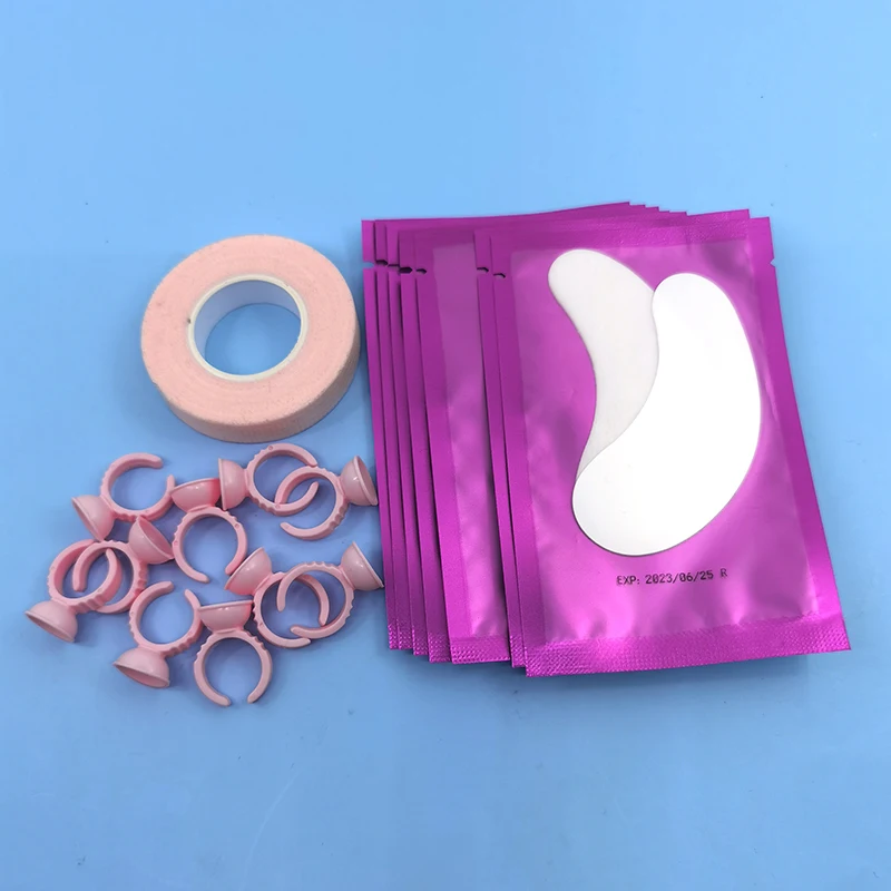 False Eyelash Extension Training Kit Practice Model Head Eye Pads Tweezers Glue Ring Brush Grafting Eyelash Tools Kit
