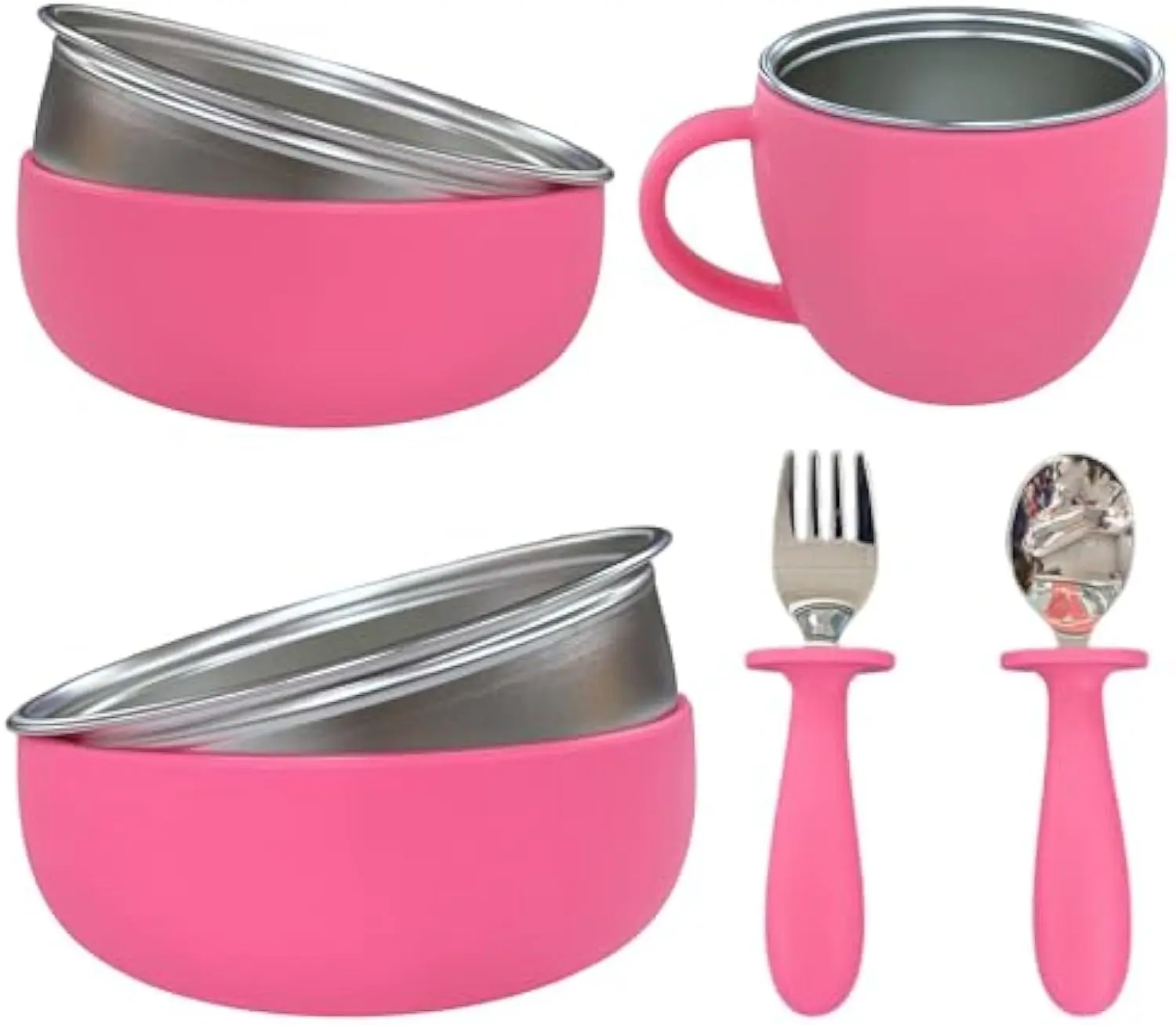 Custom Logo Baby Stainless Steel Supplies Silicone Tableware Baby Feeding Set Food Grade Newborn Set Gift Baby Dish Plates Set