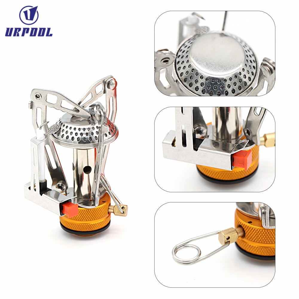 Outdoor Windproof Camping Mini Portable Folding Ultralight Gasoline Propane Cooking Stove Camping Gas Burner