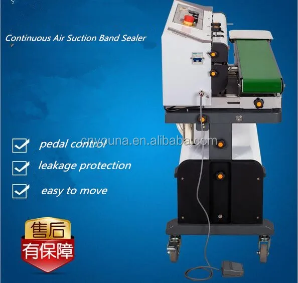 continuous vacuum band sealer for bags with nitrogen filling