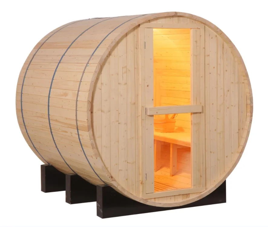 Wood Fired Sauna Room 2 Person Solid Wood Garden Sauna Barrel For Sale