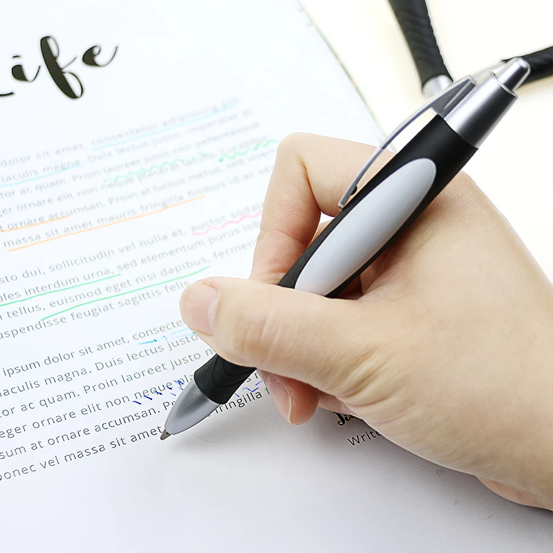 BECOL Wholesale Creative Fat Advertising Ballpoint Pen Customized Click Writing Pens Black Plastic Ball Pen for Business