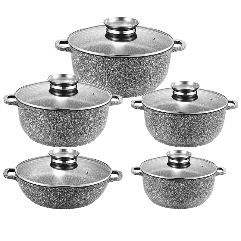 10pcs Black Cookware Sets Ceramic Casserole Of Pots Non Stick Pans