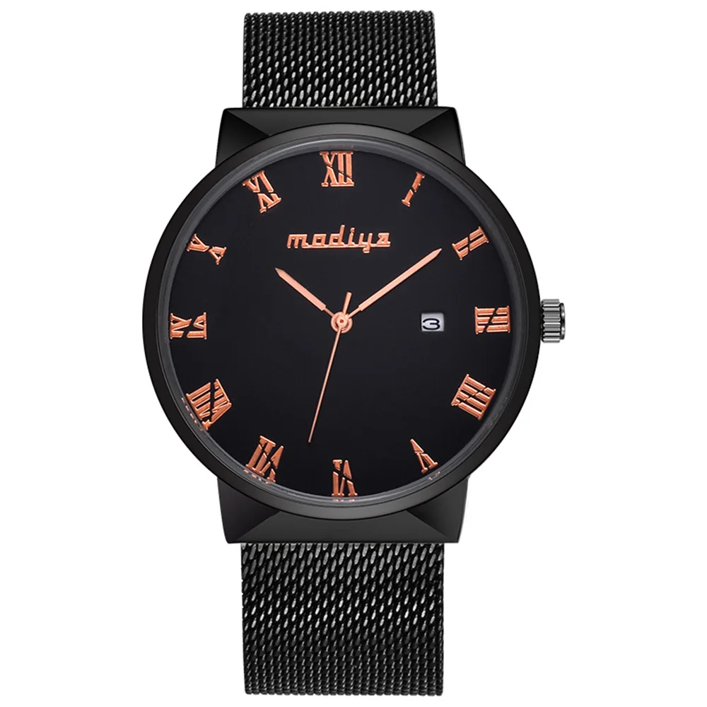 Hot Sale Exquisite Waterproof Calendar man watch 2021 Scale Steel al fajr watches Wholesale