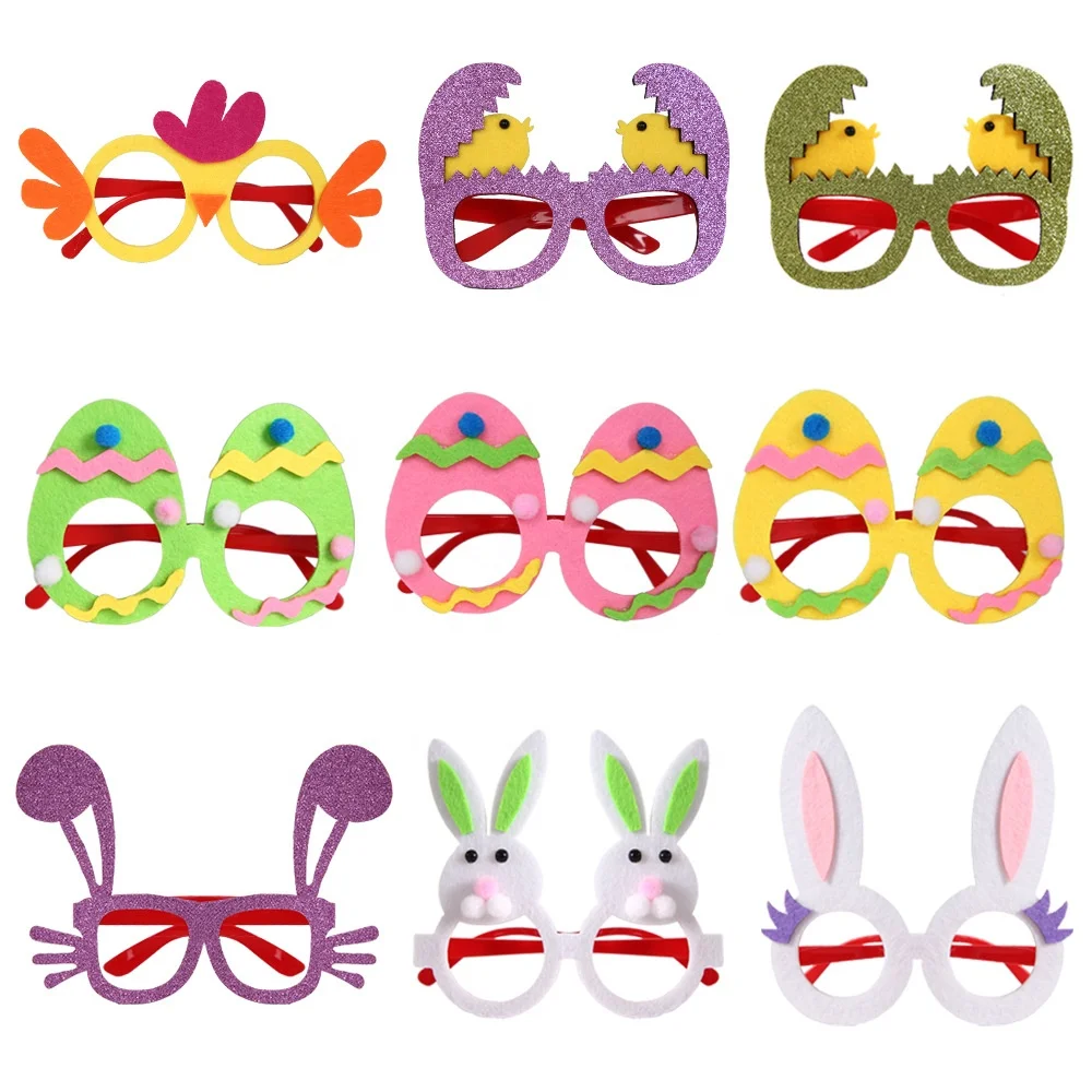 Easter Party Eyeglasses Funny Bunny Glasses for Kids Adults Glitter Light up Easter Bunny Ears Glasses