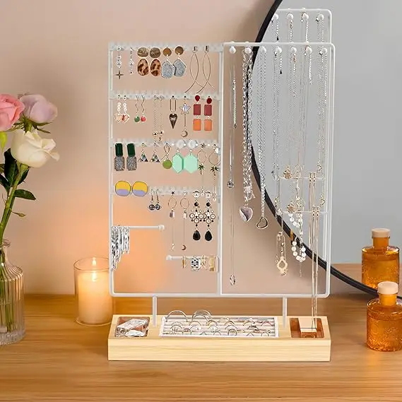 Necklace Holder Acrylic Jewelry Organizer  Rotation Clear Necklaces Pendant Display Case Stand