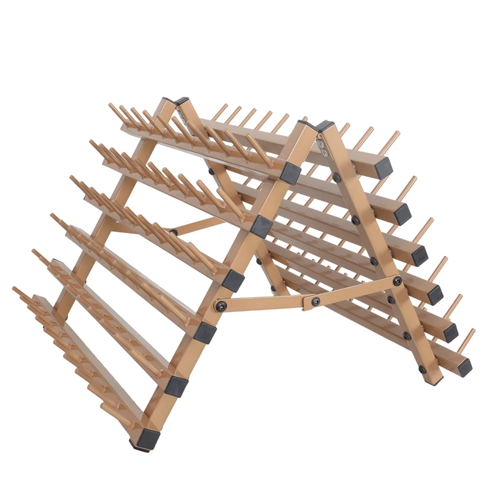 Double-sided Wall Mounted Sewing Tool Pack Thread Collapsible Sewing Thread Holder with Hanging Tools, Metal Brown