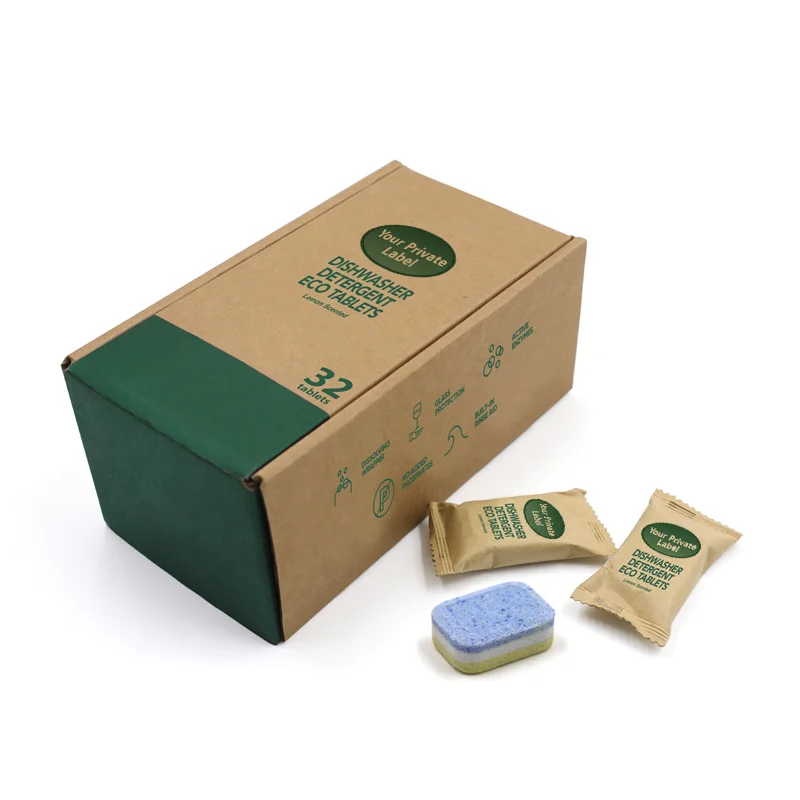 New arrival All purpose dishwasher tablets eco-friendly plant-drived formula with water soluble film refill in krafe paper