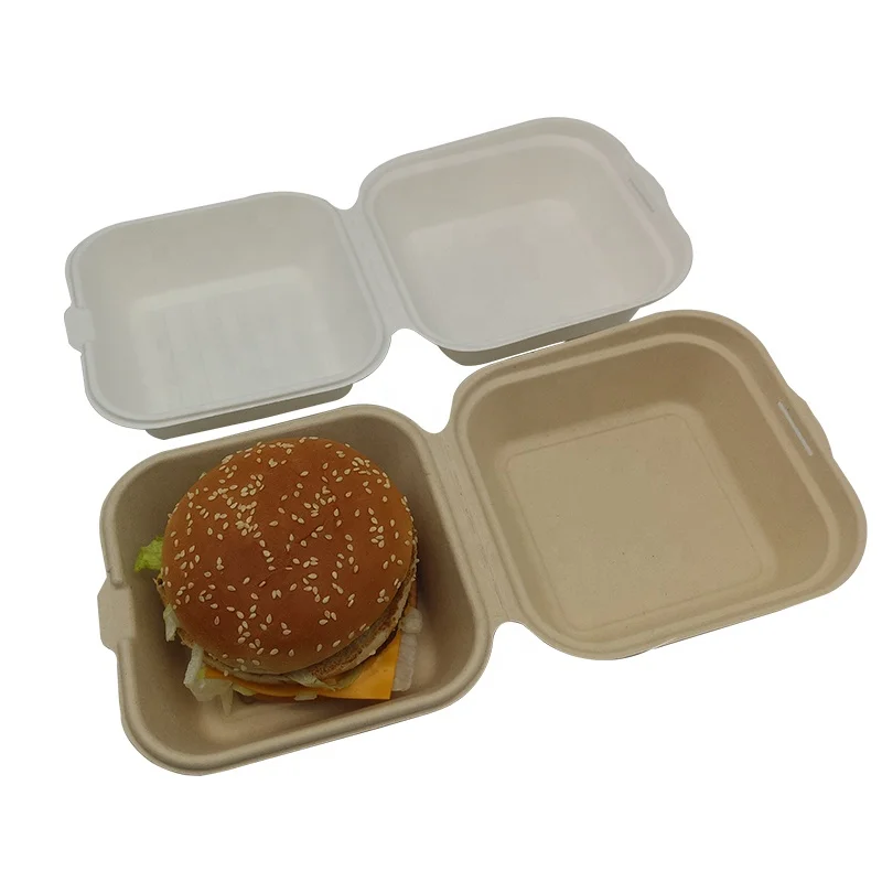 
Biodegradable disposable wheat straw takeaway food container burger box 